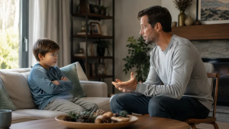 padre hablando con hijo poner límites a los niños