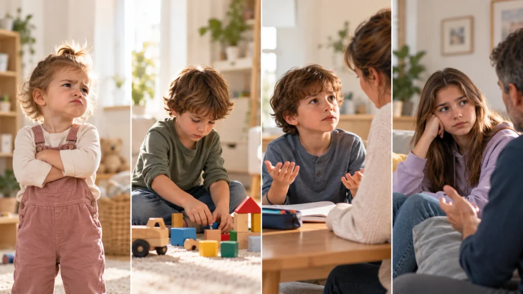 niños de diferentes edades que no hacen caso